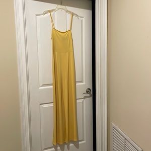 Yellow and White Pinstripe Jumpsuit- Size Medium